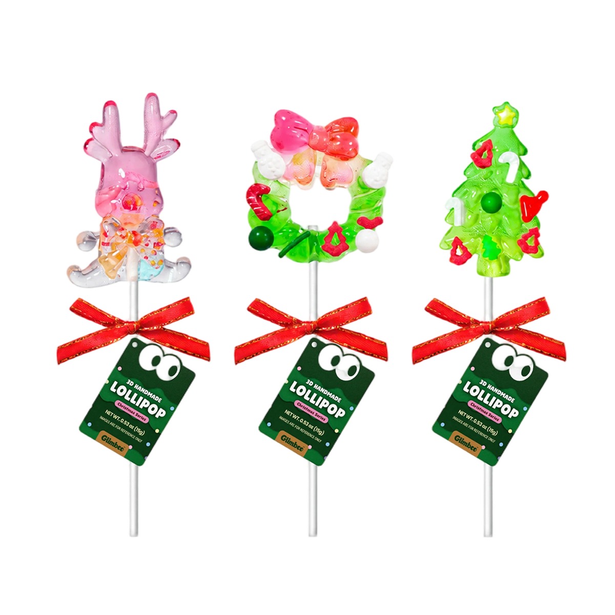 Crystal Xmas Series Handcrafted 3D Art Lollipops  - 6.36 oz